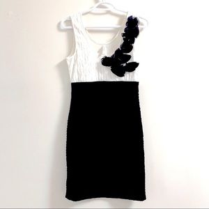 Medium tight body con black and white mini dress